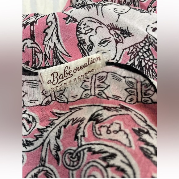 VINTAGE BABE CREATION Woman's Neck Scarf Head Wrap Pink Black cherubs angels - Picture 2 of 11